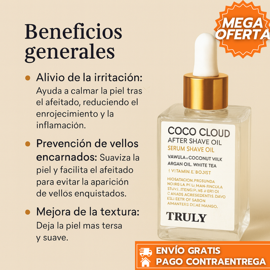 Truly Coco™ Original: Sérum calmante e hidratante que suaviza la piel y reduce la irritación tras el afeitado