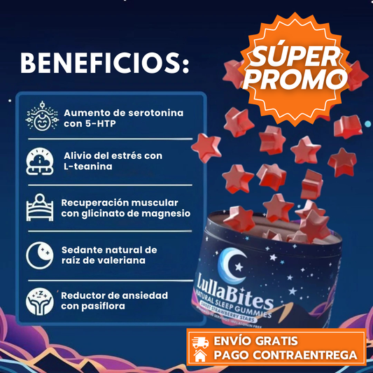 RelaGum LullaBites™ Original: Gomitas relajantes que ayudan con el sueño, reducen estrés y ayudan a despertar renovado.