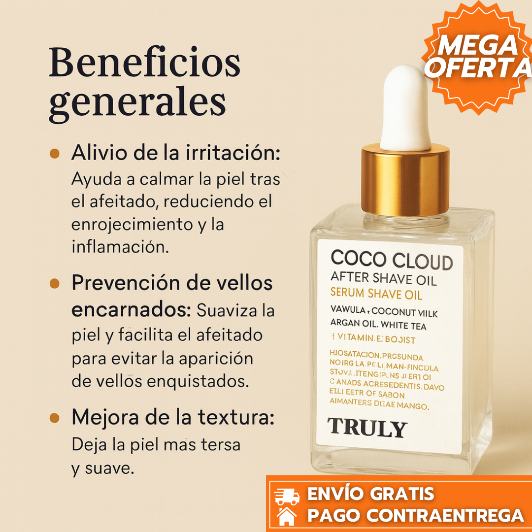 Truly Coco™ Original: Sérum calmante e hidratante que suaviza la piel y reduce la irritación tras el afeitado